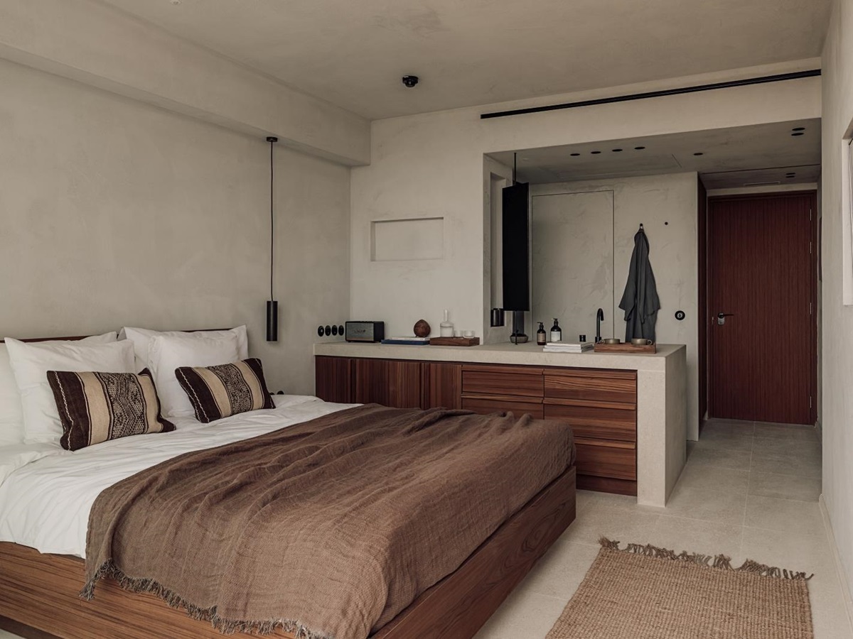 Bedroom with open bathroom at luxury resort OKU Ibiza