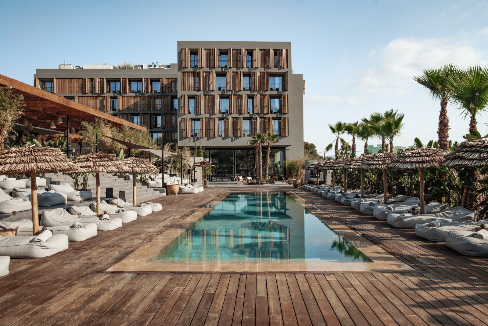 Exterior of luxury resort OKU Ibiza with pool