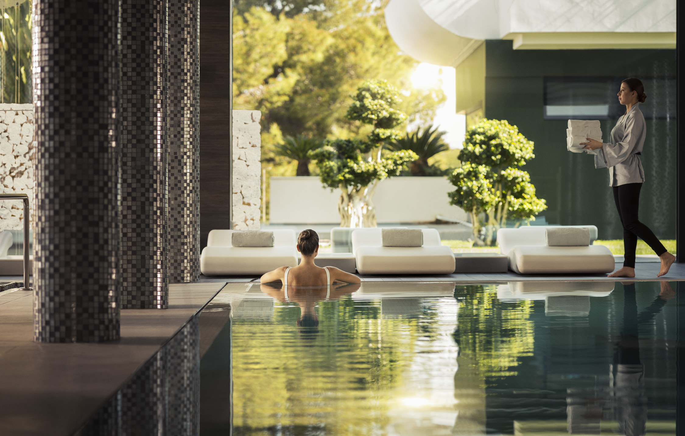 Covered swimming pool in SHA Wellness, Spain