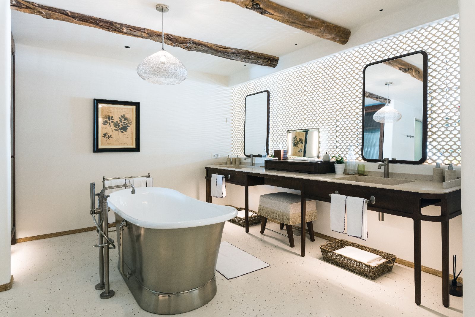 Bathroom of a suite at the Six Senses Ibiza
