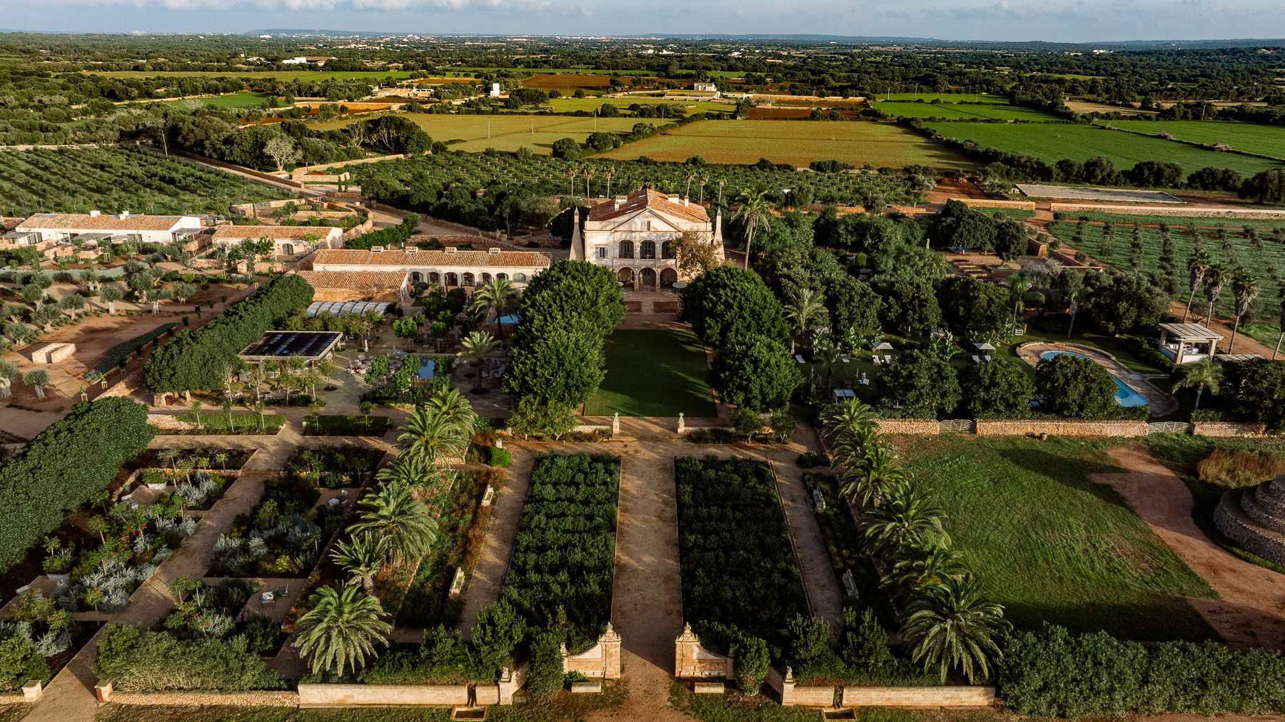 Aerial view of Son Vell luxury hotel in Menorca