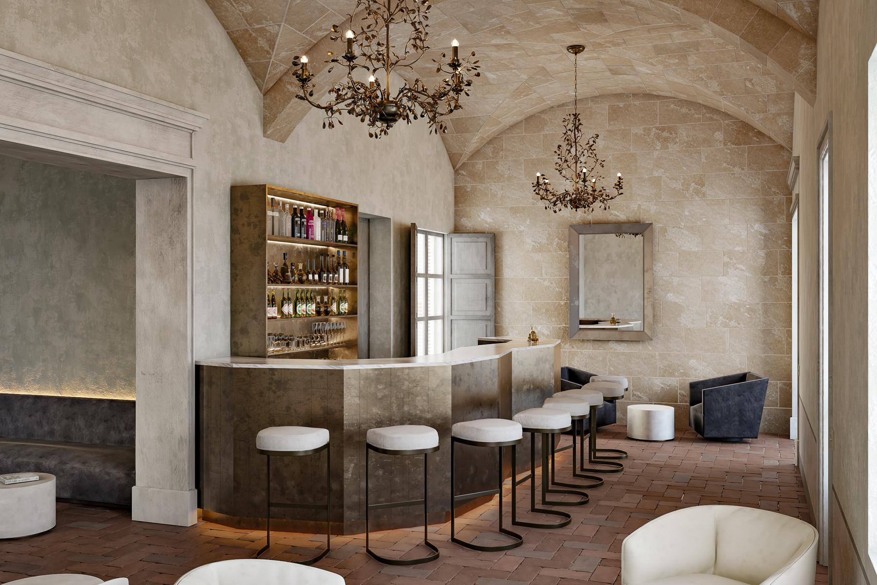 Bar area at Son Vell luxury hotel in Menorca