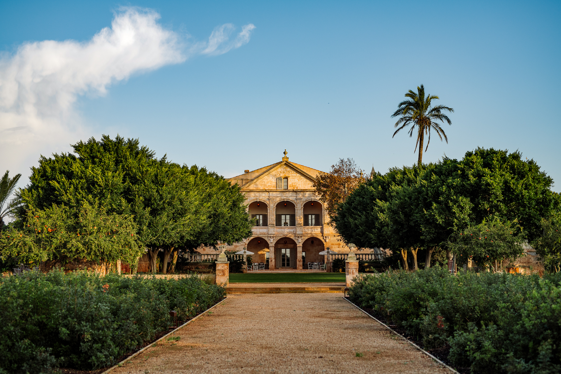 Entrance to the Son Vell luxury hotel in Menorca