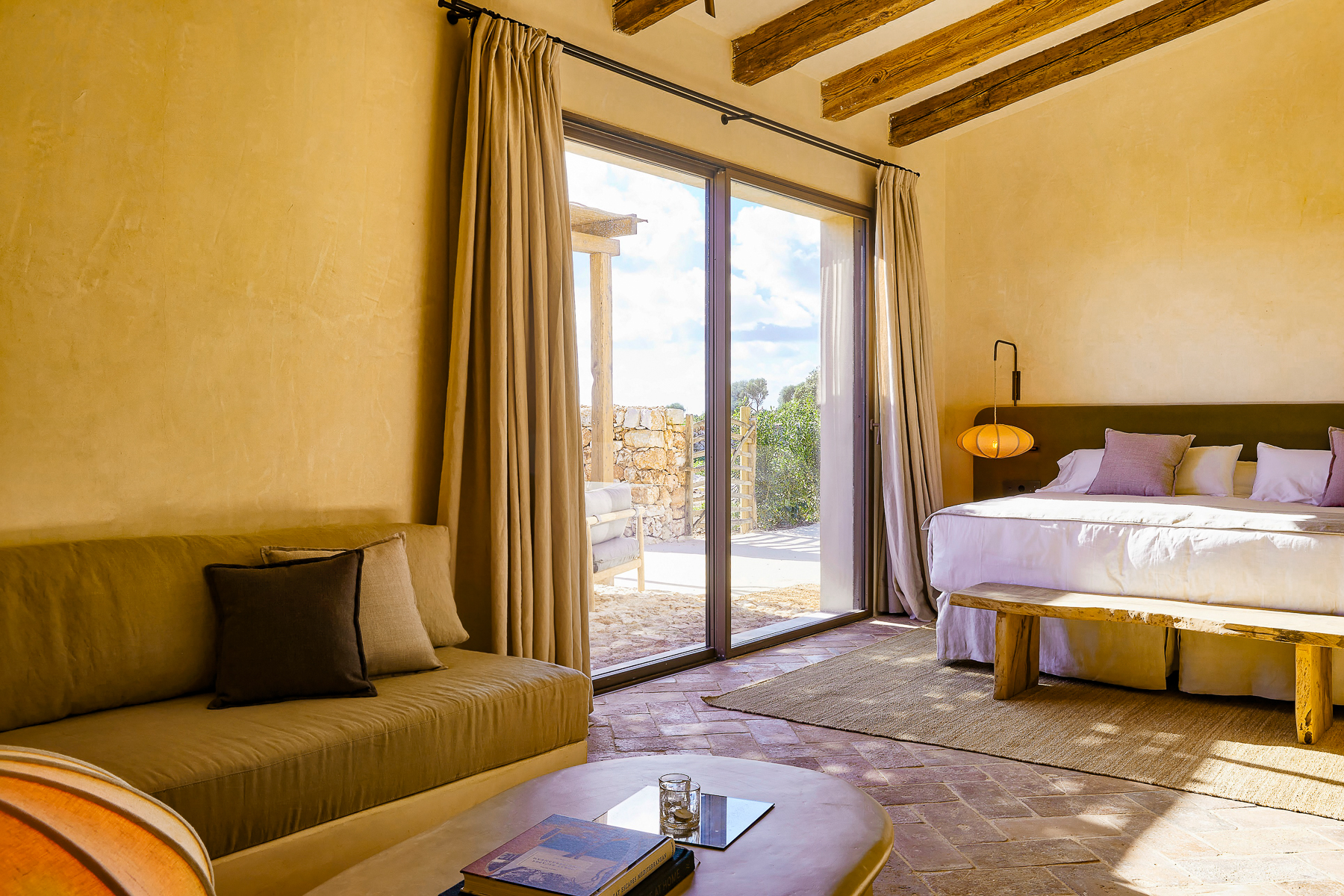 Junior suite bedroom at Son Vell luxury hotel in Menorca
