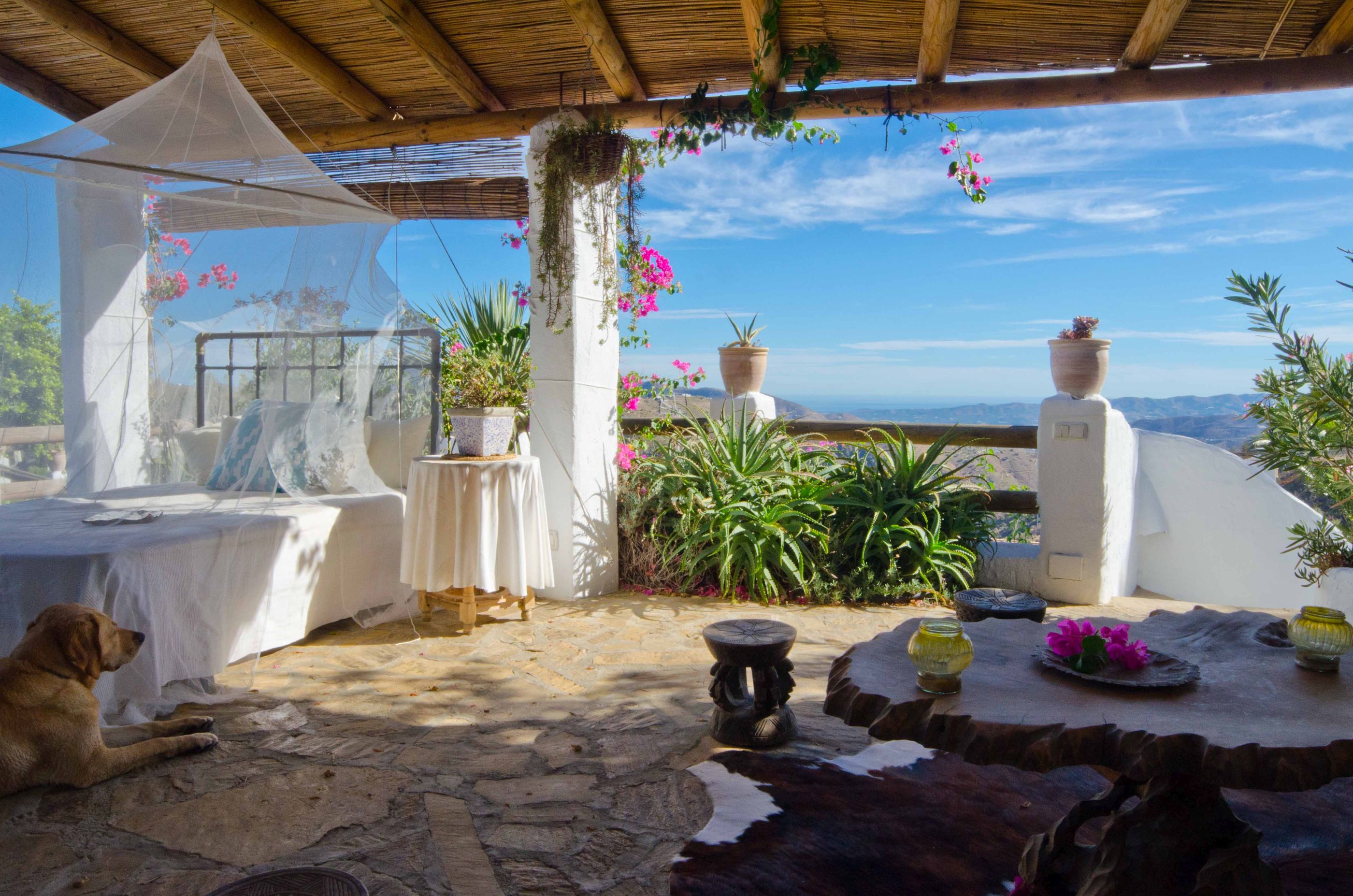 The covered terrace of El Refugio, Andalucia