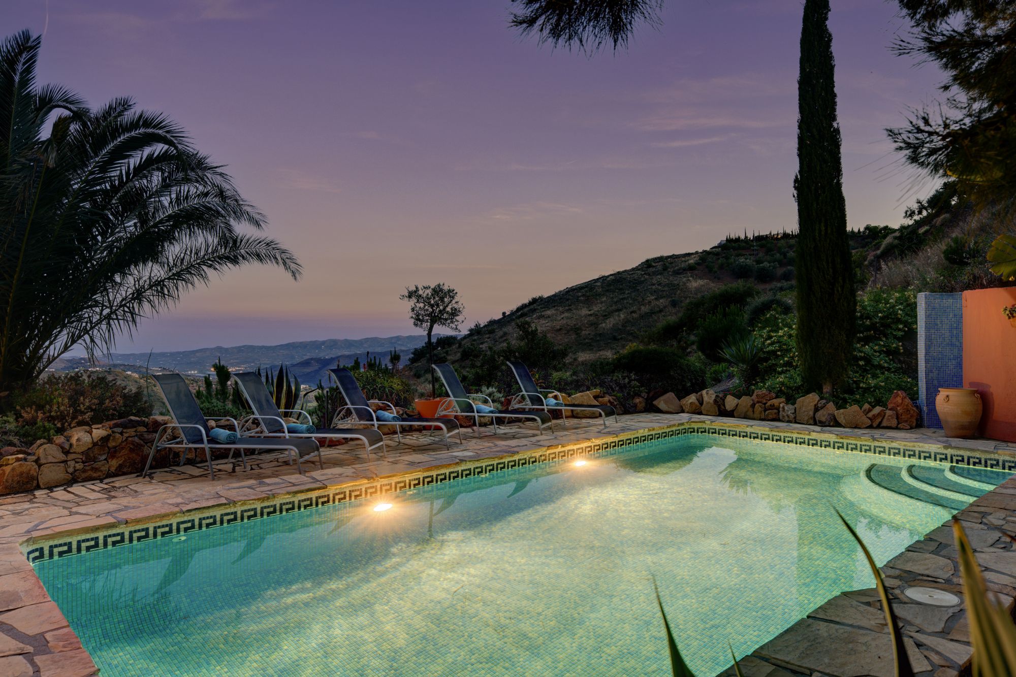 Pool at night at El Refugio