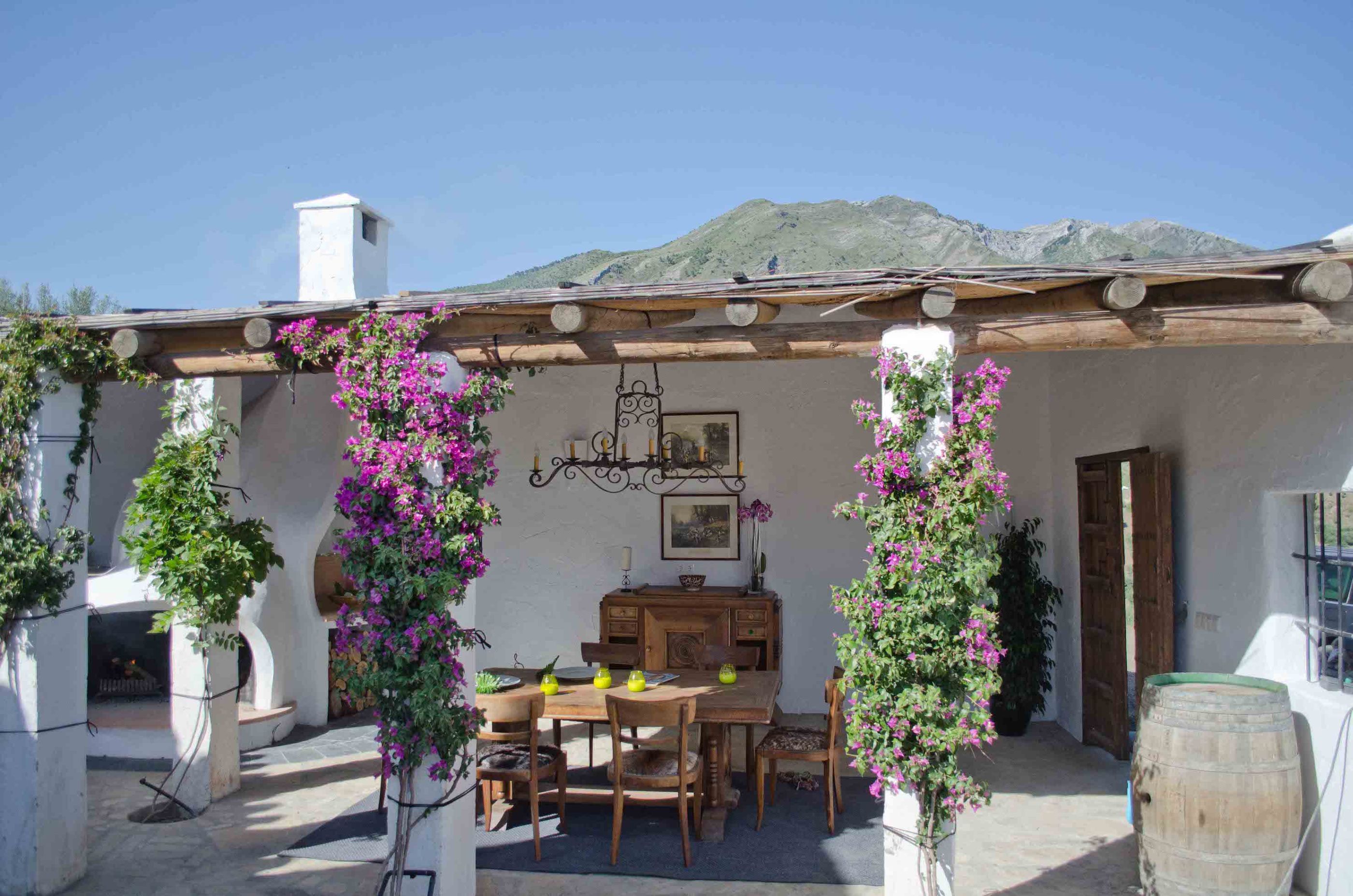 The covered terrace of El Refugio, Andalucia