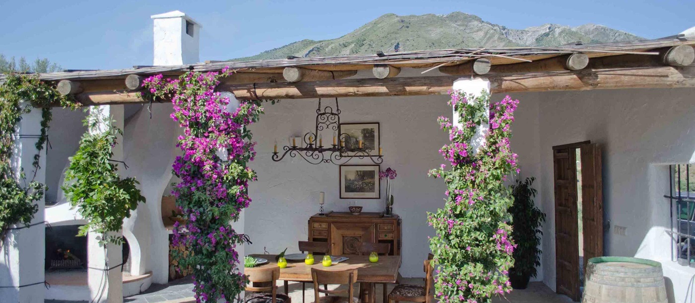 The covered terrace of El Refugio, Andalucia