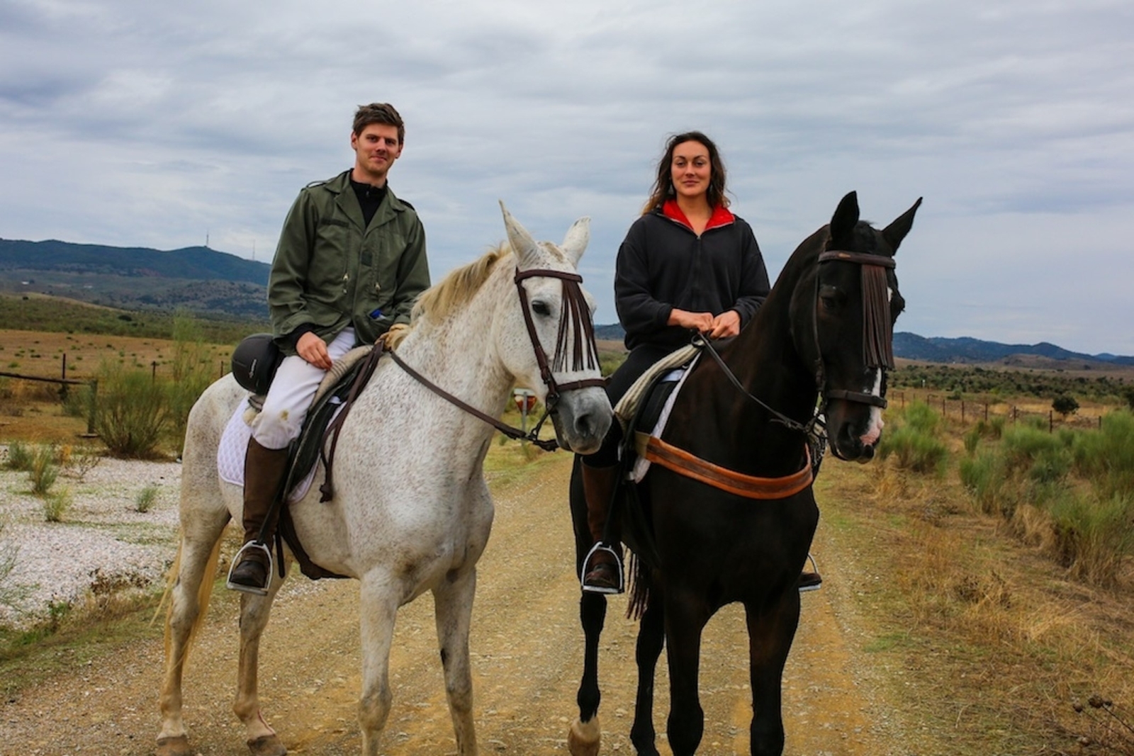Couple riding in Andalucia in Spain