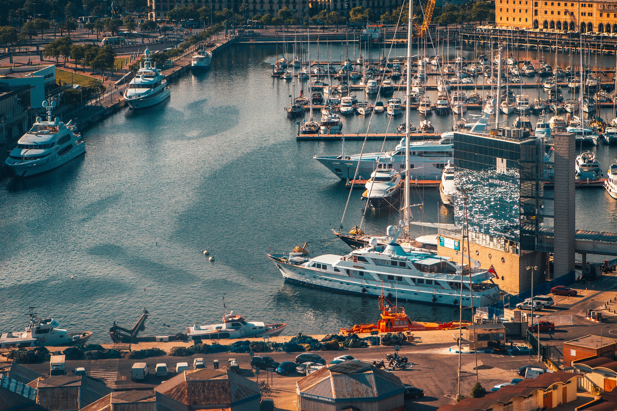 Boats at port in Barcelona