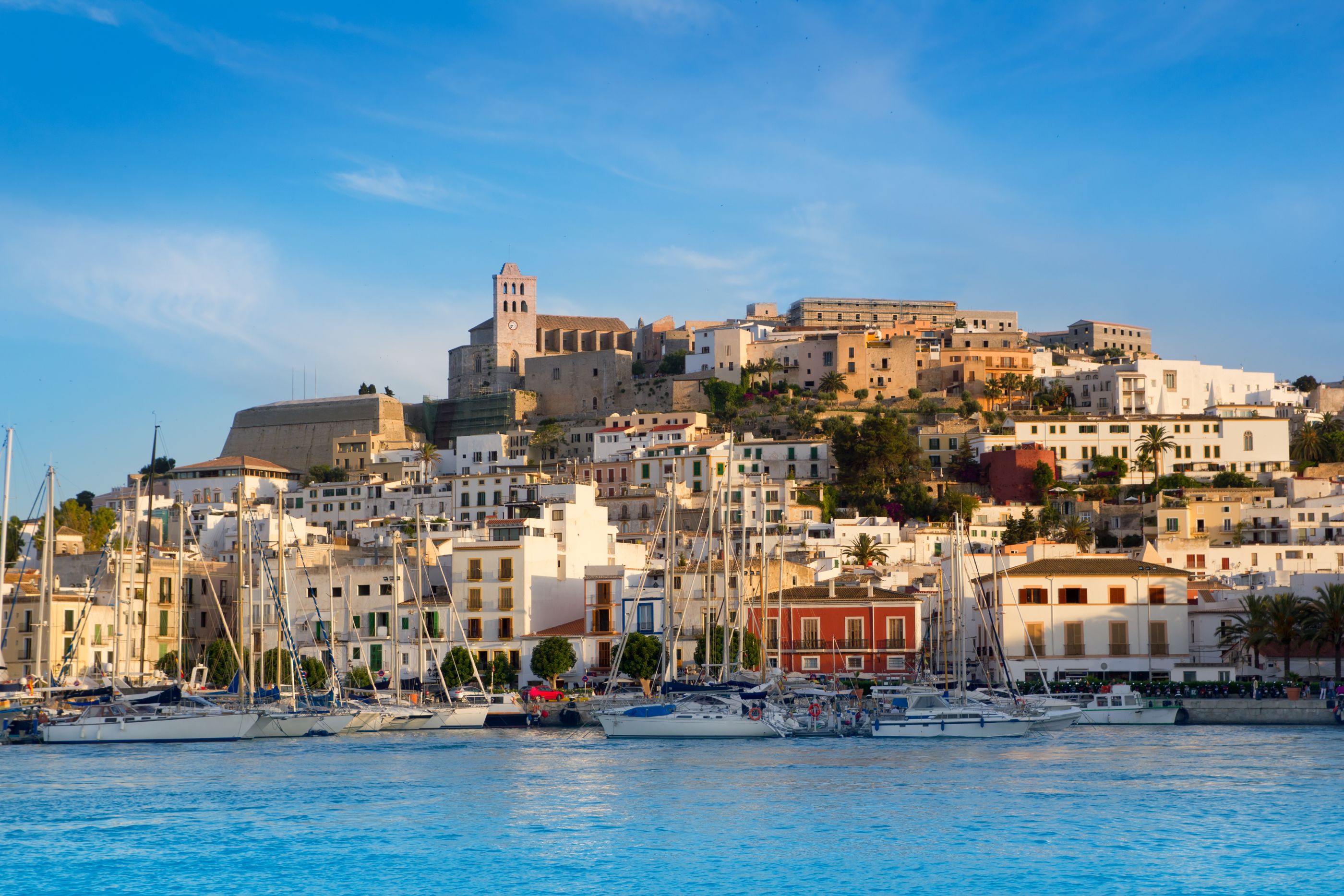 View of Ibiza old town from the water
