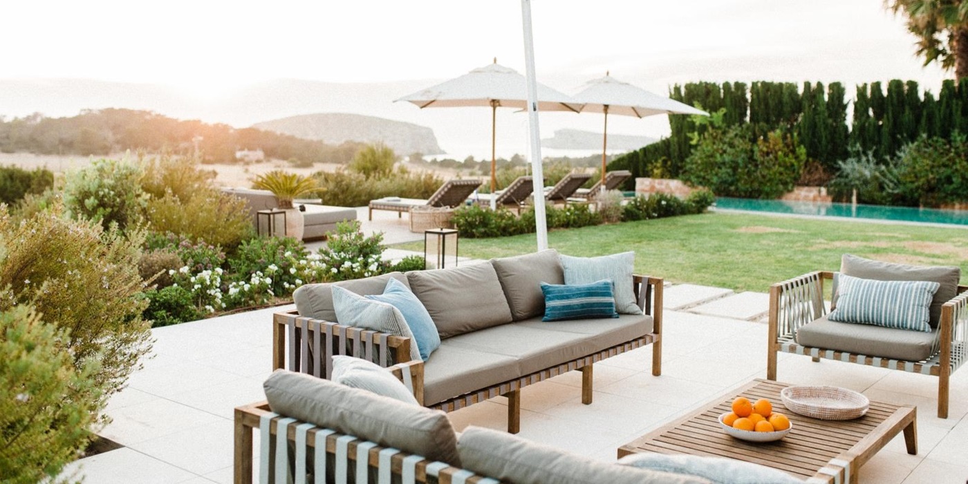 outdoor seating area at villa Cala Comte, Ibiza