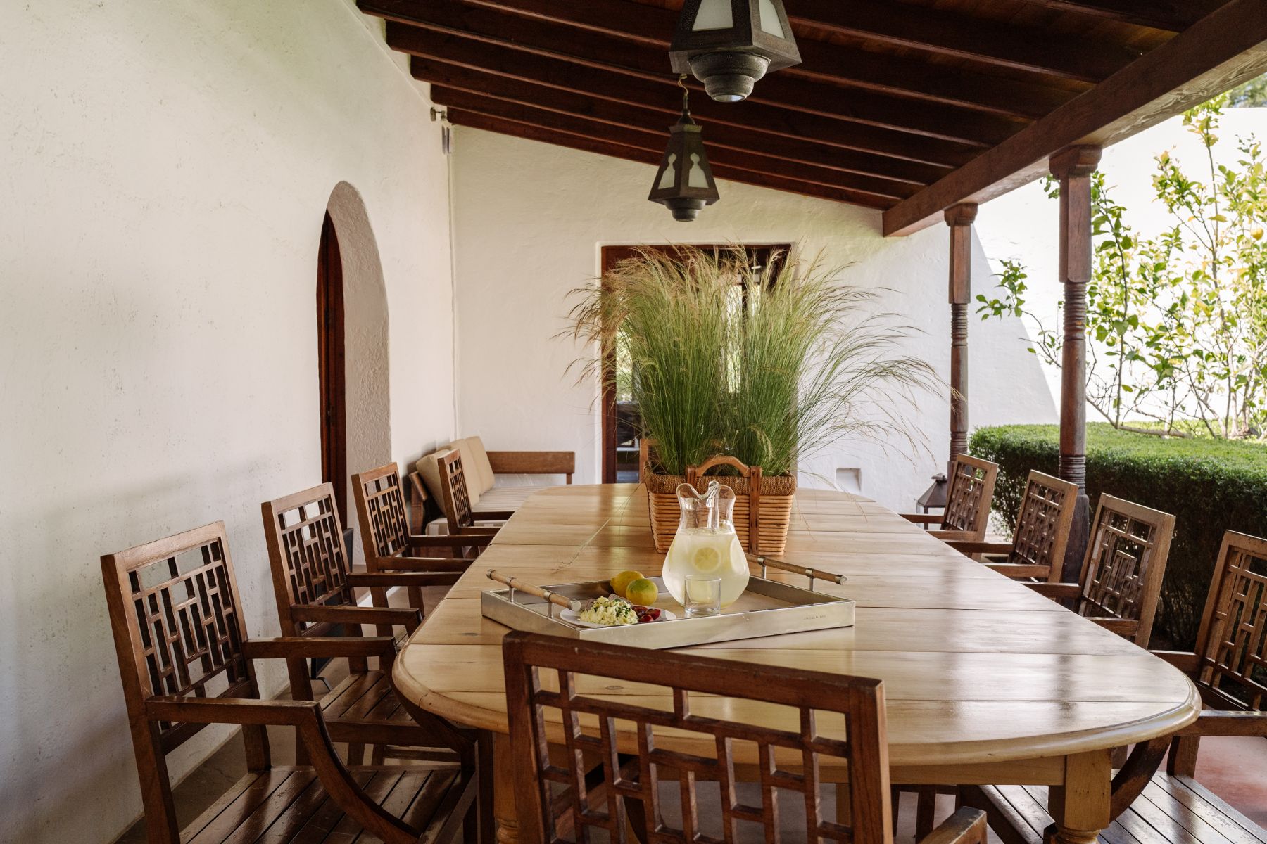 Outdoor terrace with dining table at Casa Sabena, Ibiza