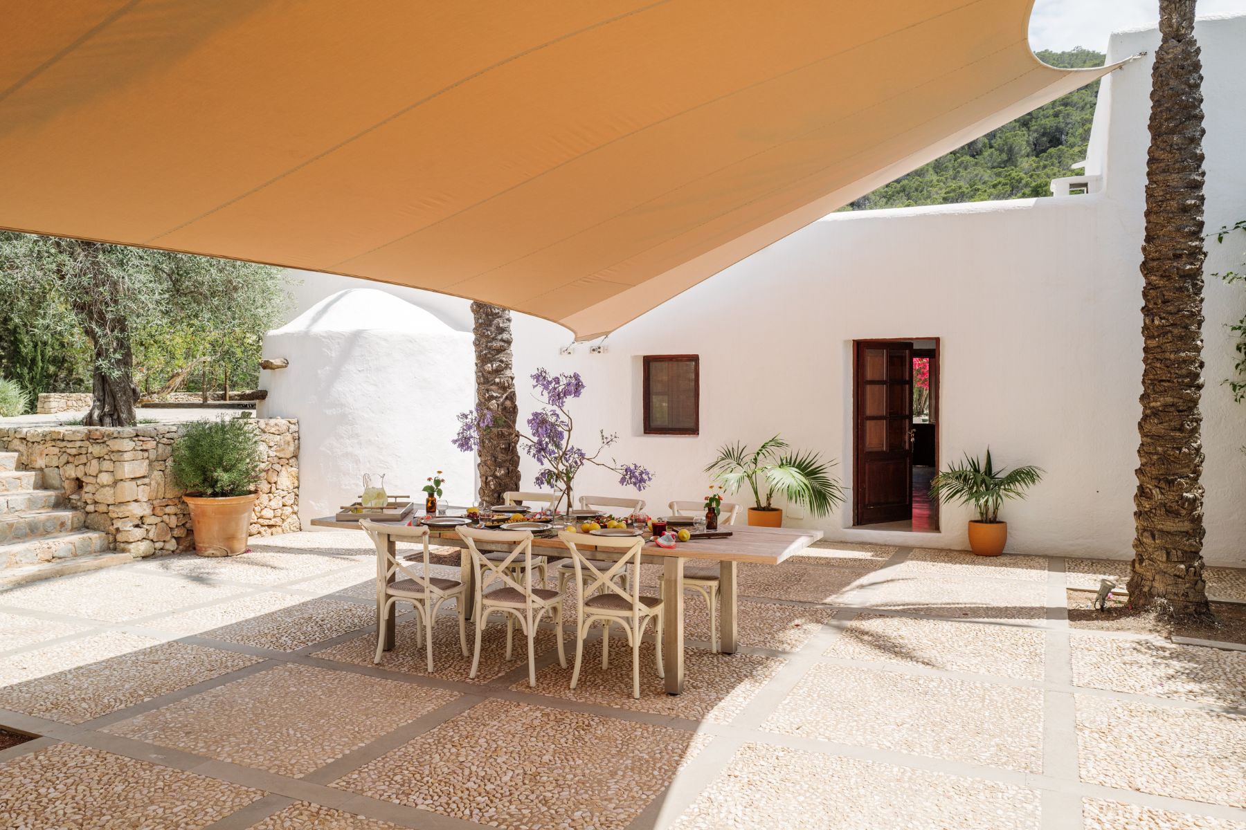 Outdoor dining terrace at Casa Sabena, Ibiza