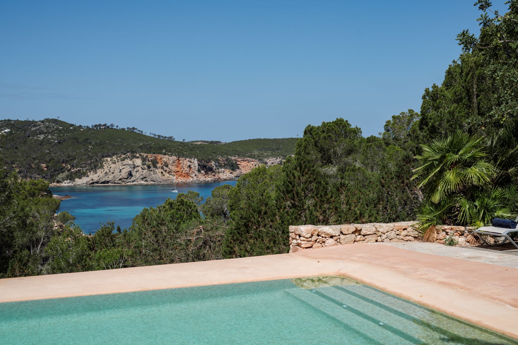 Pool with view of the coastline at Casa Sabena, Ibiza