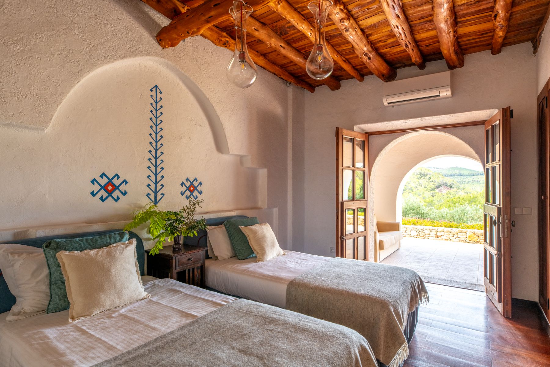 Twin bedroom at Casa Sabena, Ibiza
