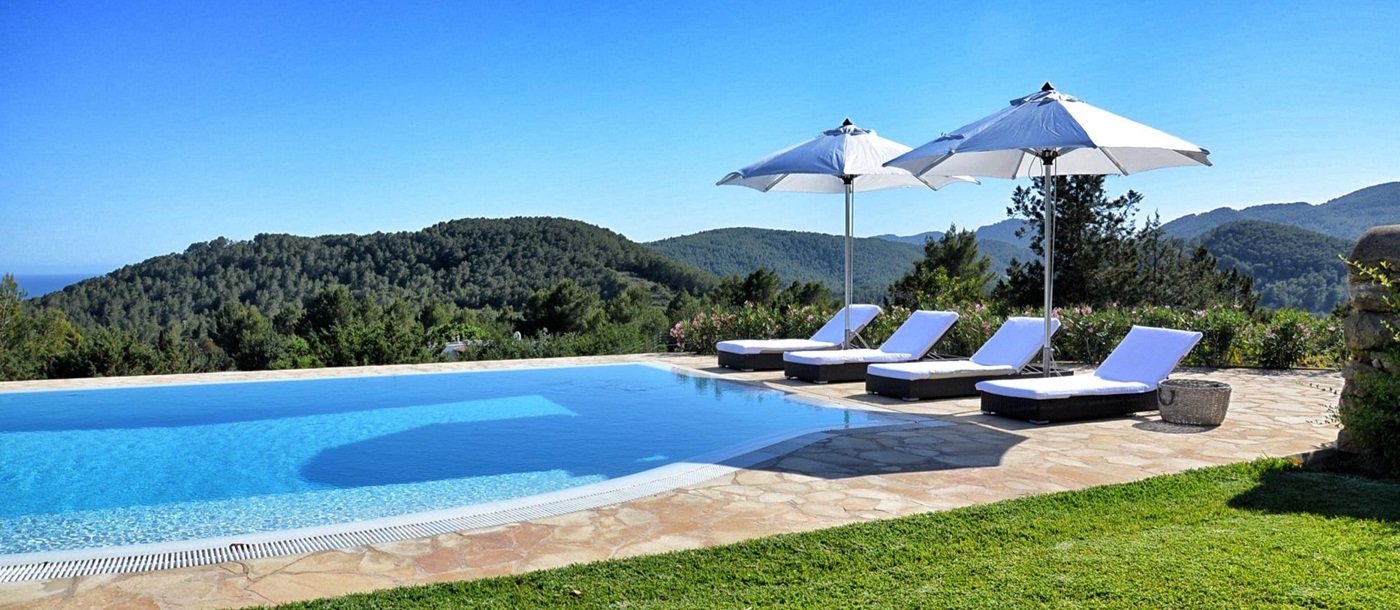 View over the swimming pool at Villa Palio in Ibiza