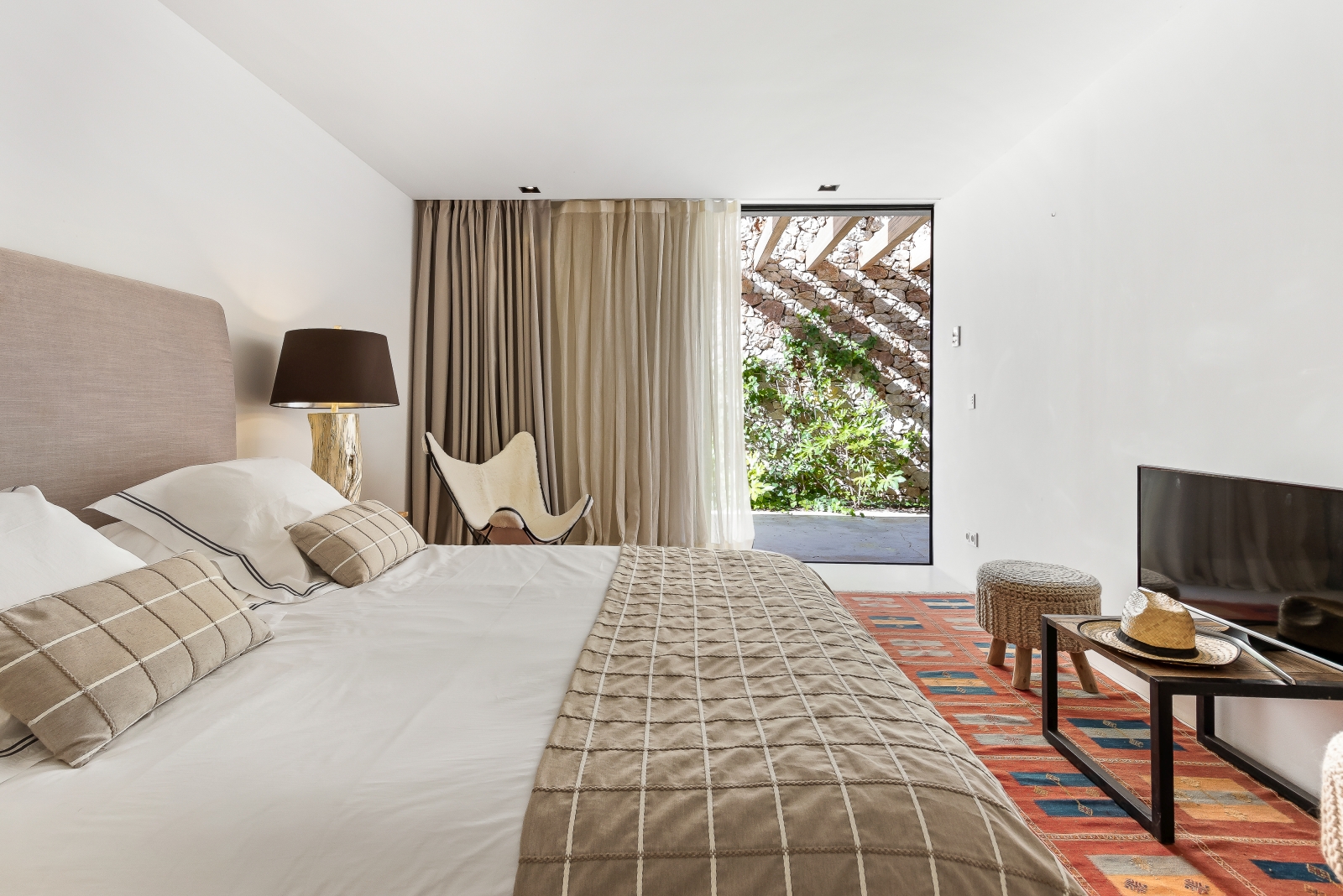 Bedroom with floor-to-ceiling windows