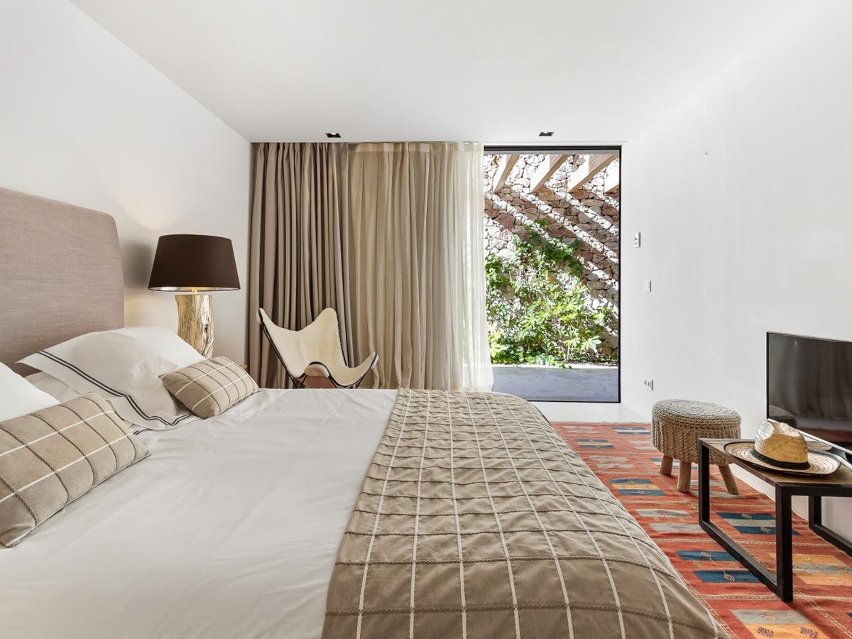Bedroom with floor-to-ceiling windows