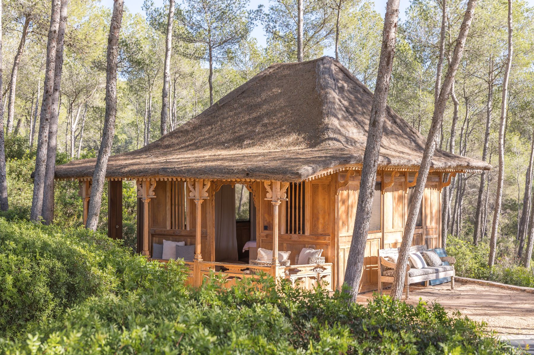 Treatment room within gardens of Villa Xi, Ibiza