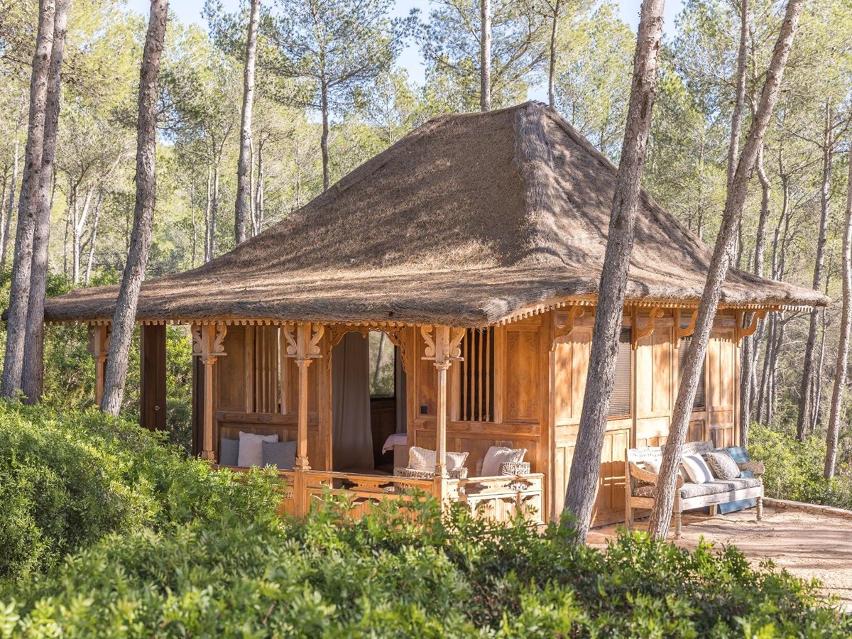 Treatment room within gardens of Villa Xi, Ibiza