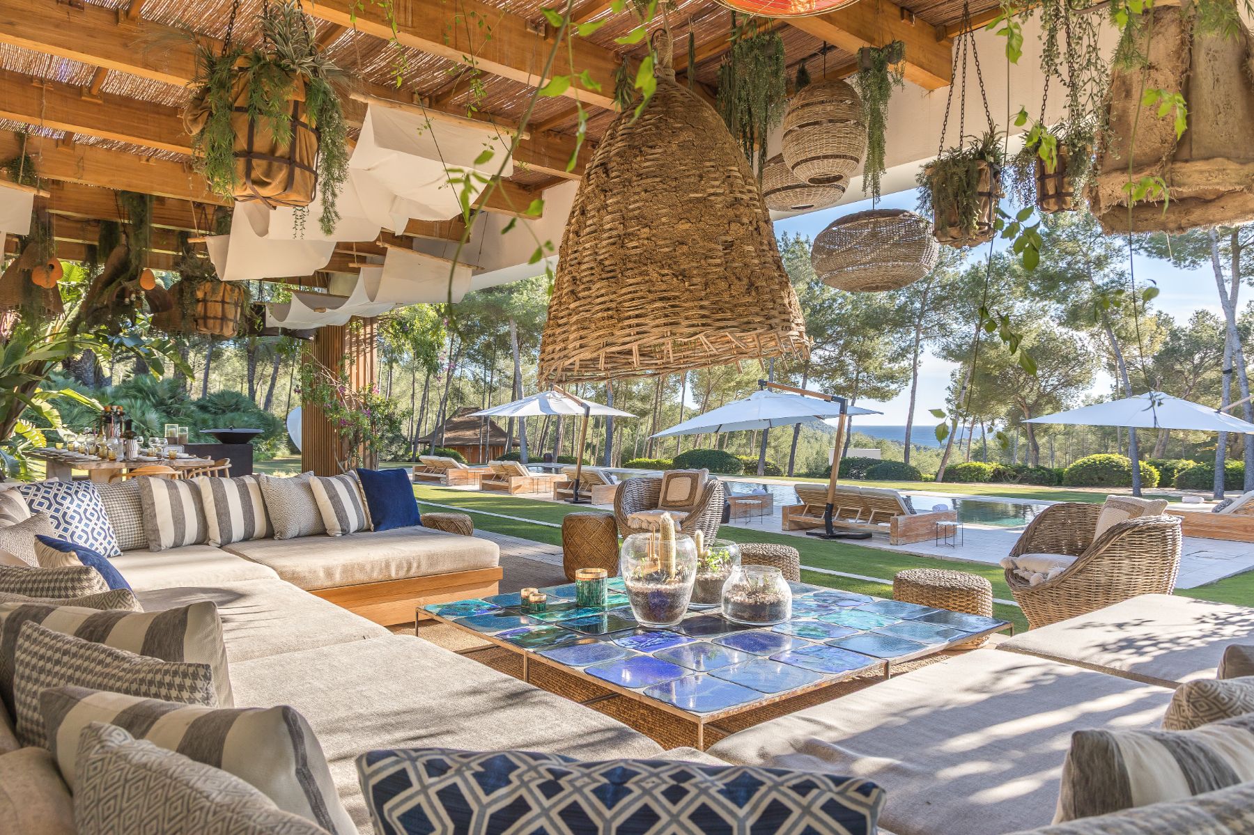 Outdoor seating at Villa Xi, Ibiza