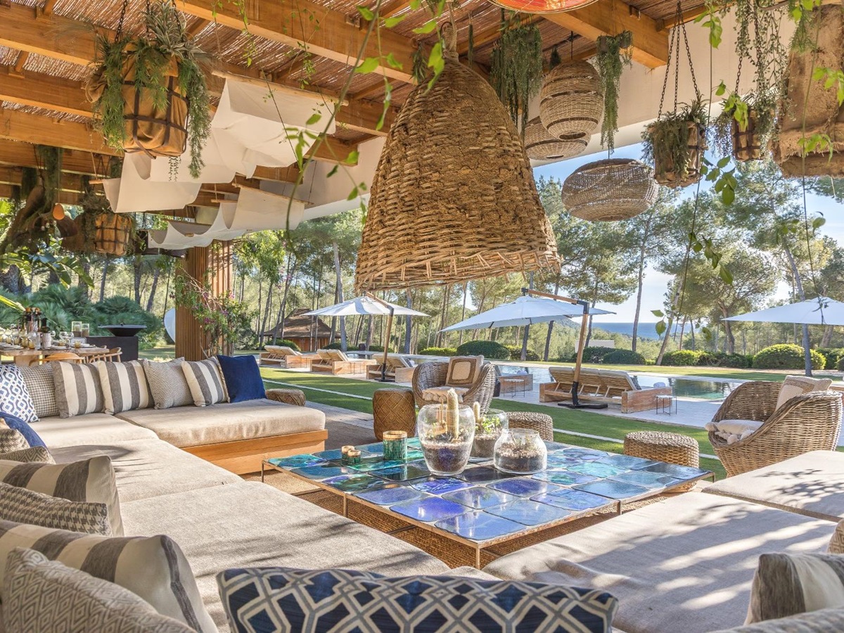 Outdoor seating at Villa Xi, Ibiza
