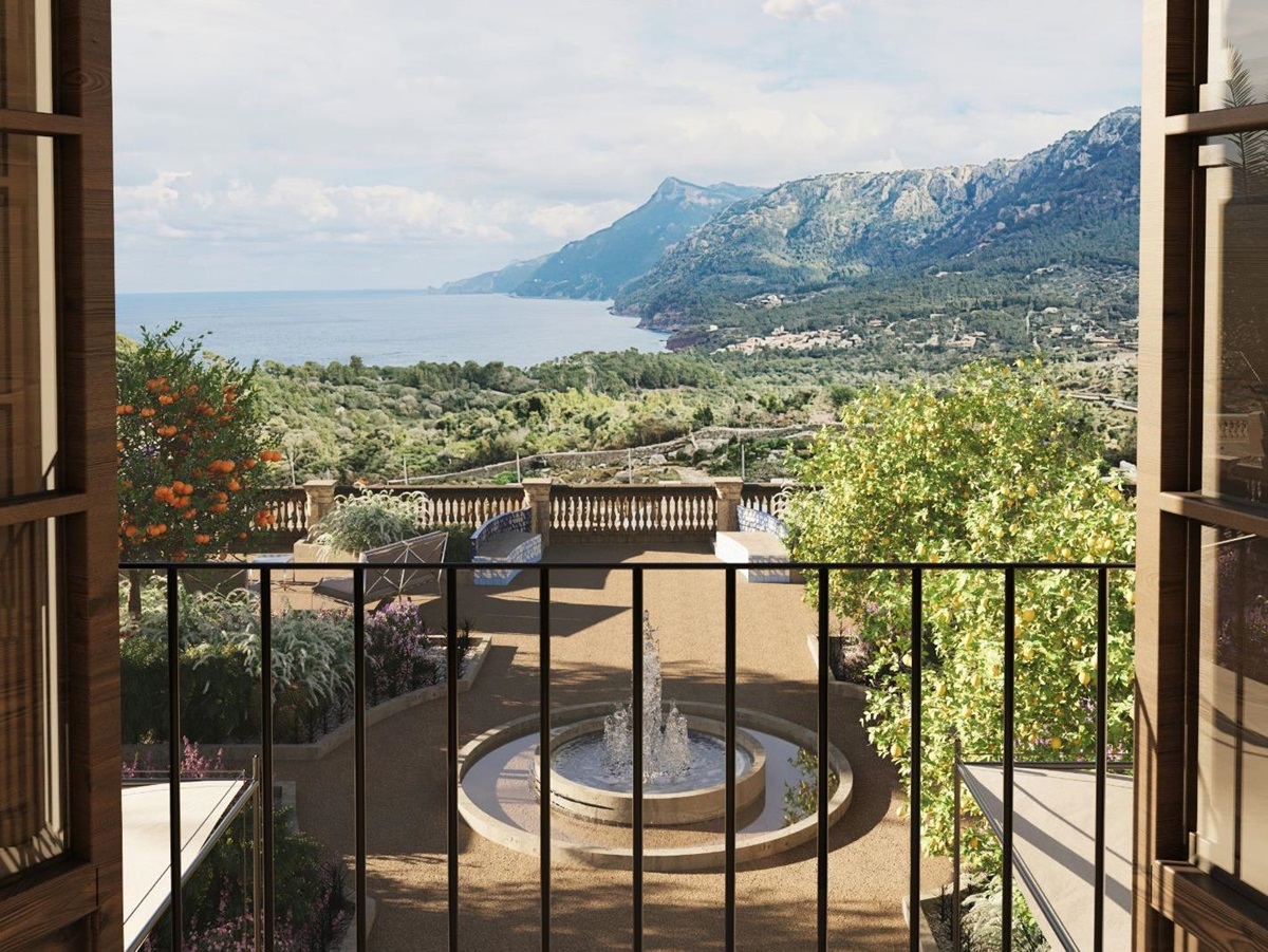 Balcony and views from Son Bunyola in Mallorca, Spain