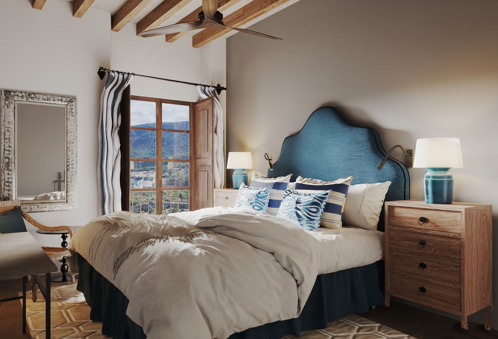Double bed guest suite at Son Bunyola in Mallorca, Spain