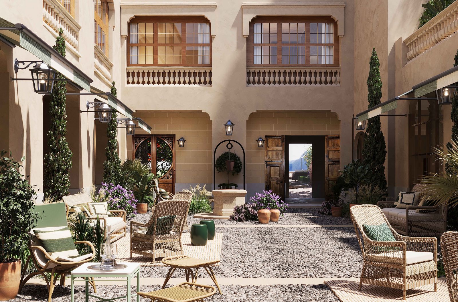 Courtyard area in Son Bunyola on the Balearic Island of Mallorca in Spain