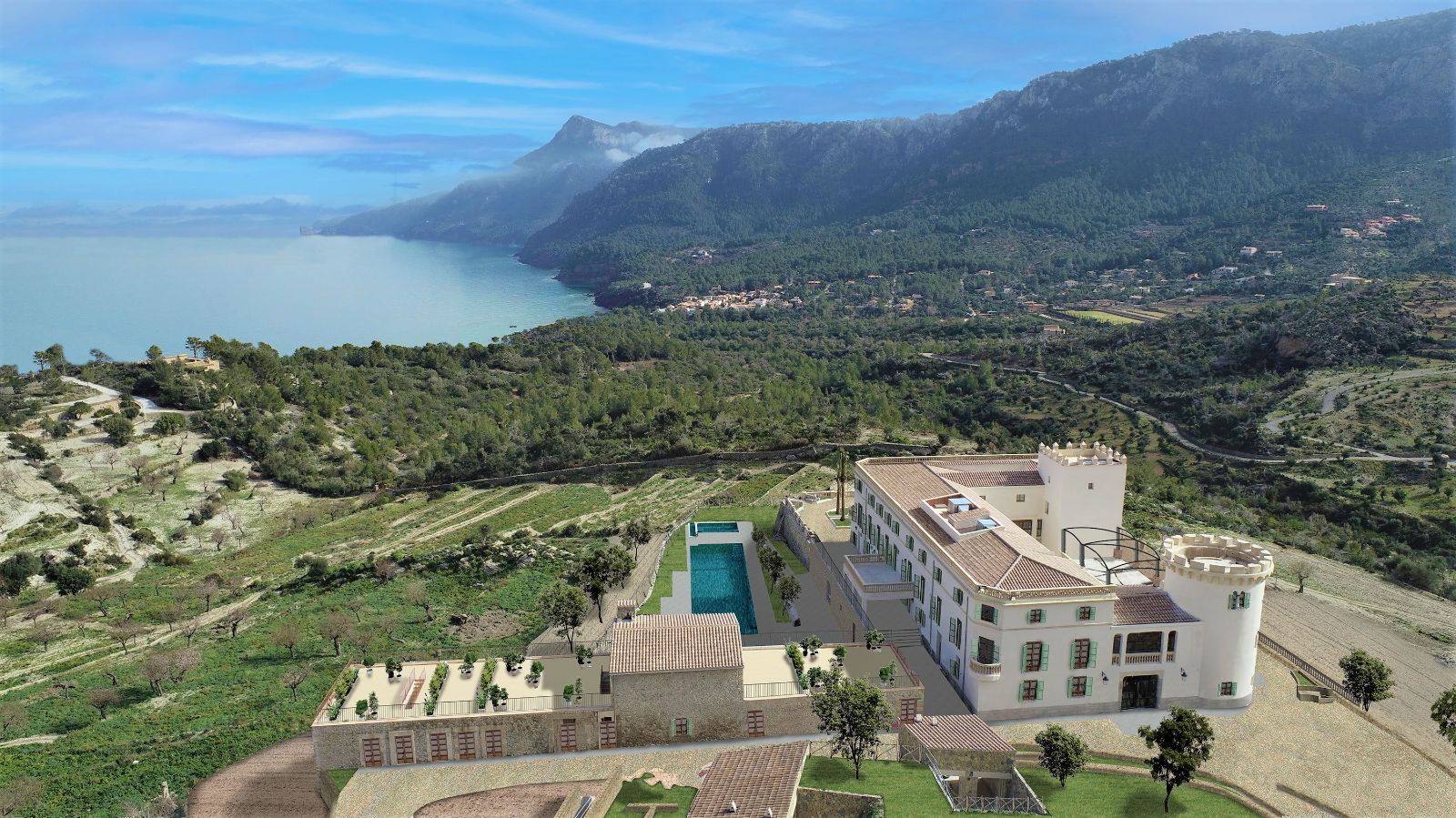 Aerial view of Sun Bunyola in Mallorca