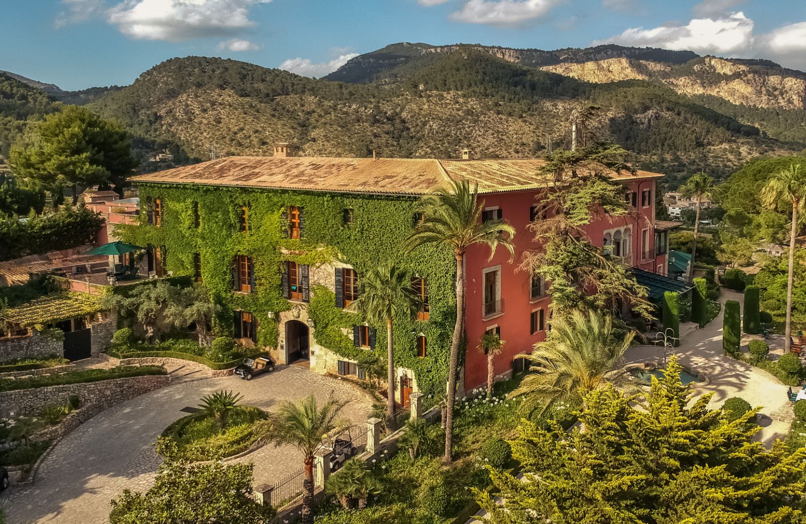 Exterior view of Son Net in the Puigpunyent region of Mallorca, Spain
