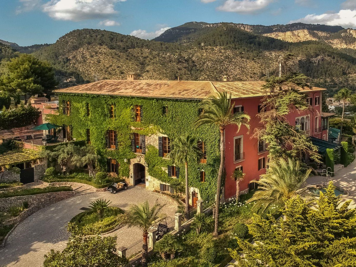Exterior view of Son Net in the Puigpunyent region of Mallorca, Spain