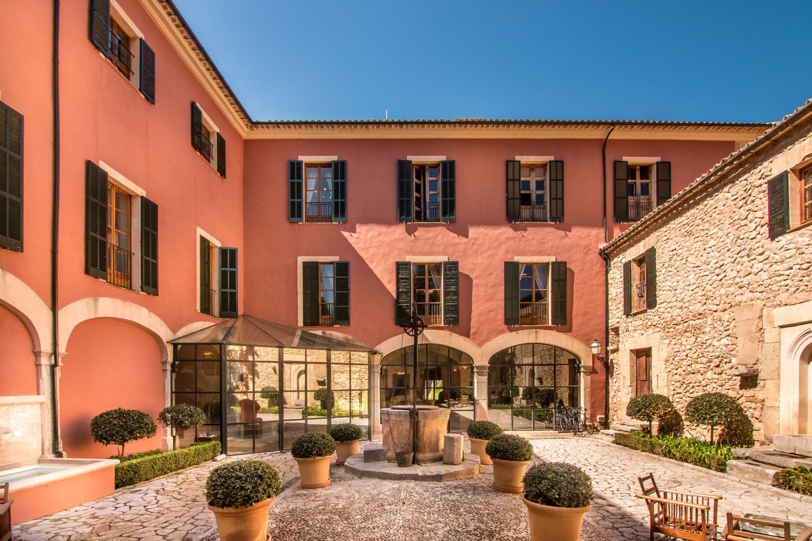 Courtyard area of Son Net in the Puigpunyent region of Mallorca, Spain