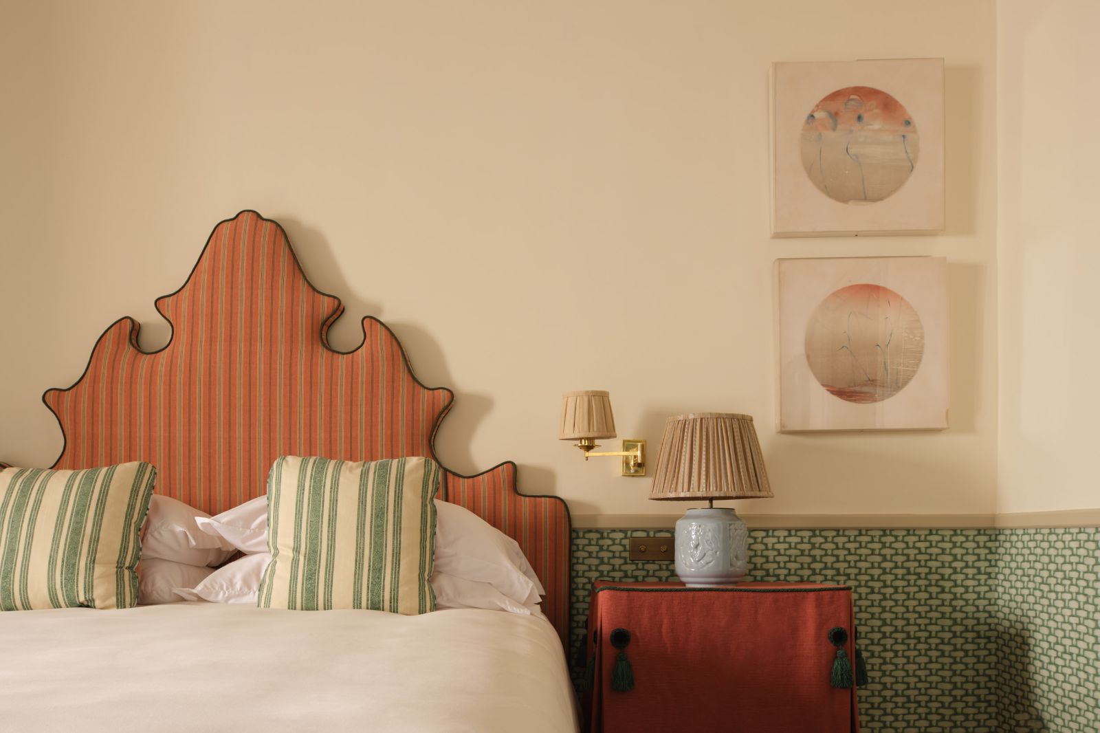 Galatzo pool suite bedroom and side table at Son Net in the Puigpunyent region of Mallorca, Spain
