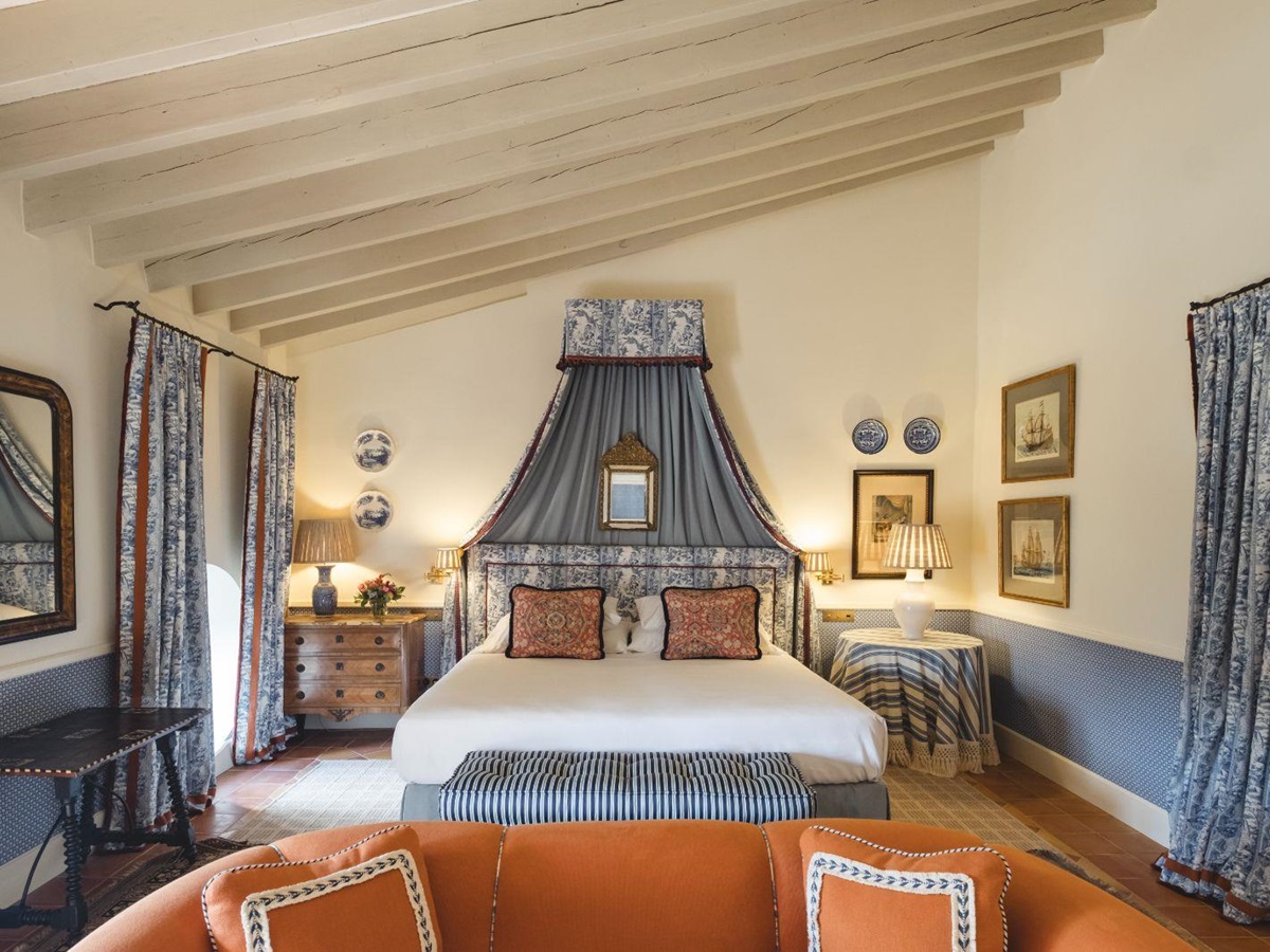Galilea Studio bedroom at Son Net in the Puigpunyent region of Mallorca, Spain