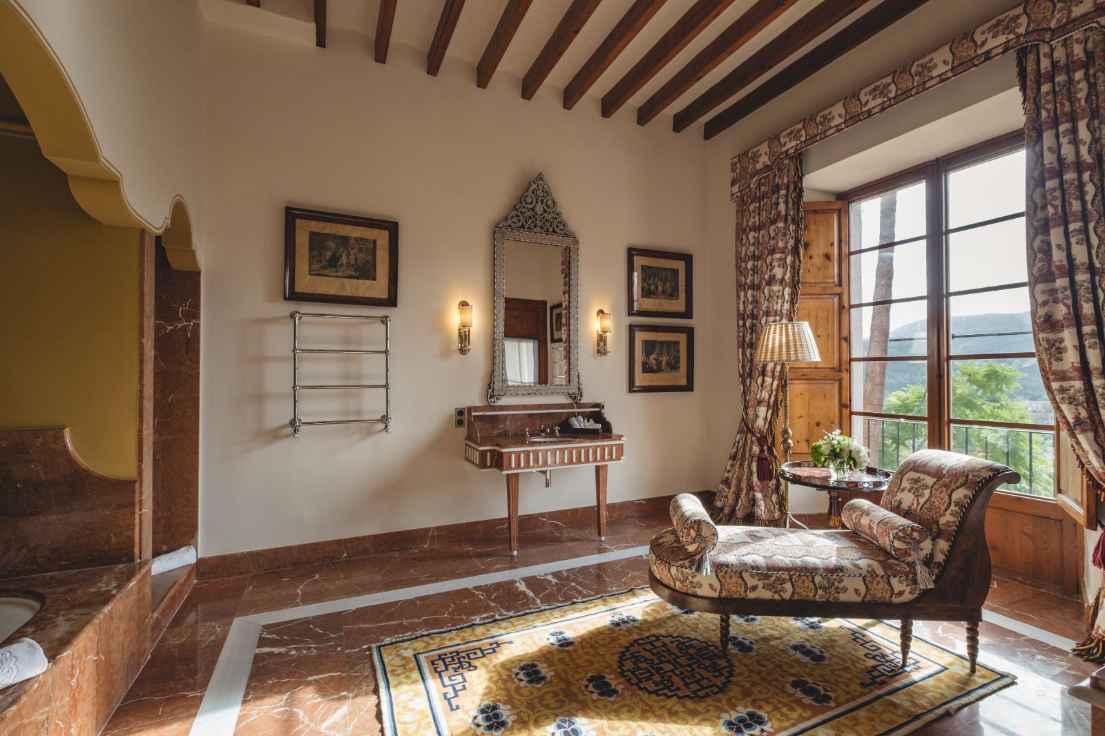 Guest suite dressing table at Son Net in the Puigpunyent region of Mallorca, Spain