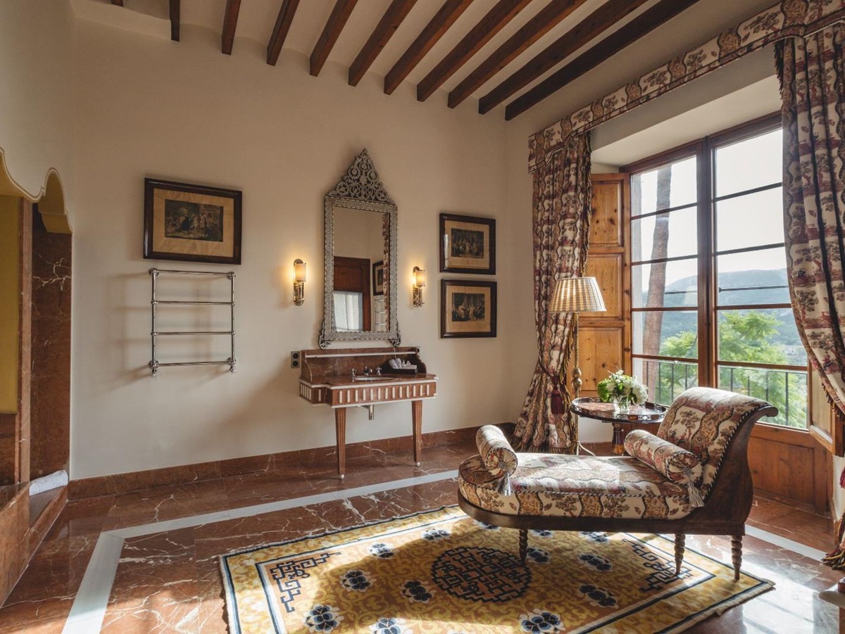 Guest suite dressing table at Son Net in the Puigpunyent region of Mallorca, Spain