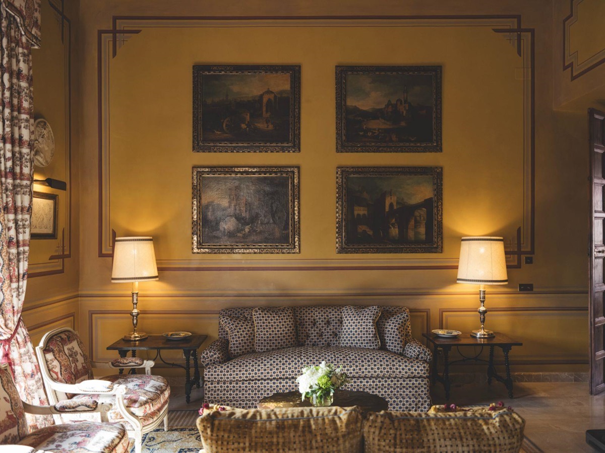 Yellow guest suite at Son Net in the Puigpunyent region of Mallorca, Spain