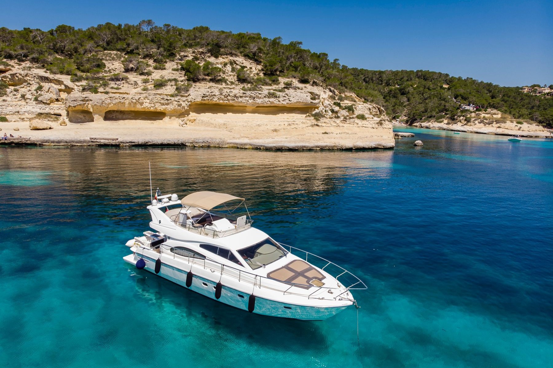 Sail boat moored on the coast of Mallorca