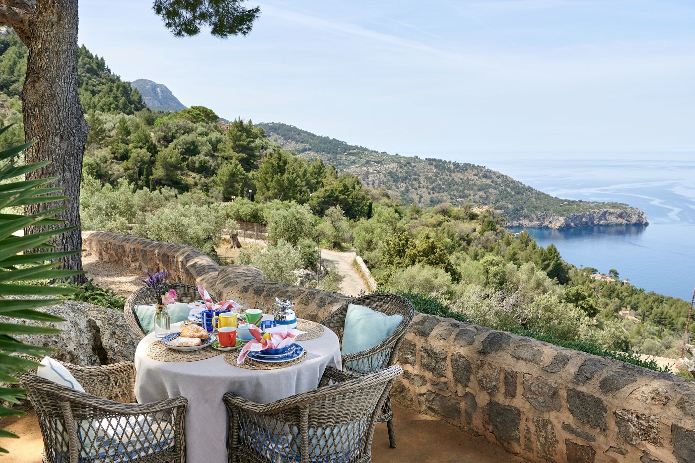 Outdoor dining with sea views at Casa Azul