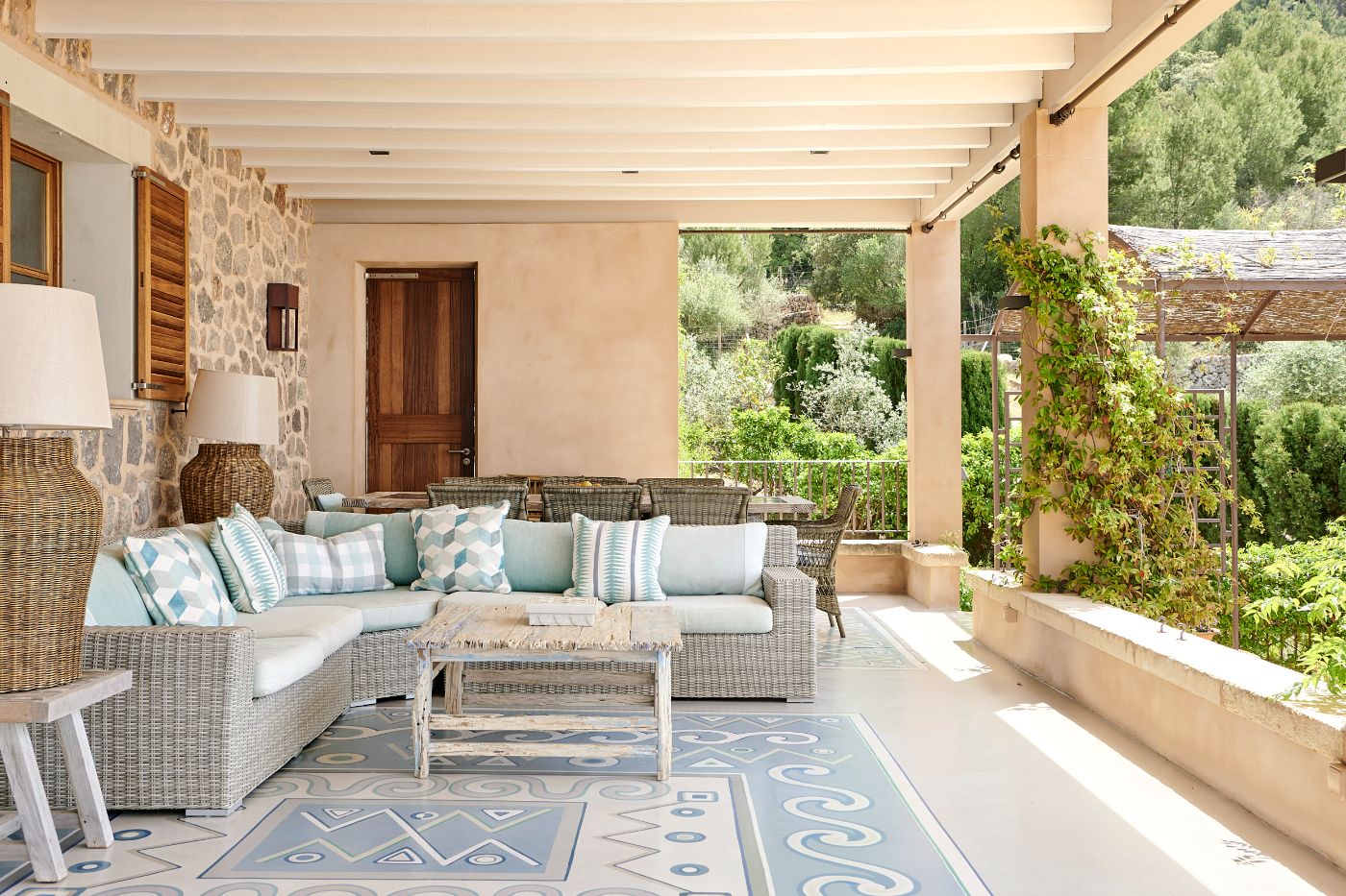 Outdoor seating at Casa Azul