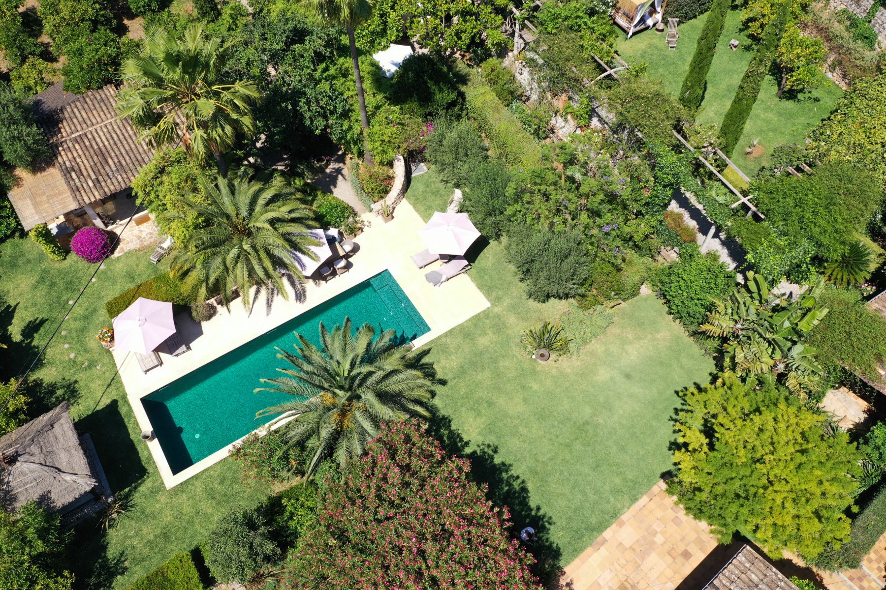 Pool and gardens at Casa Serenidad, Mallorca