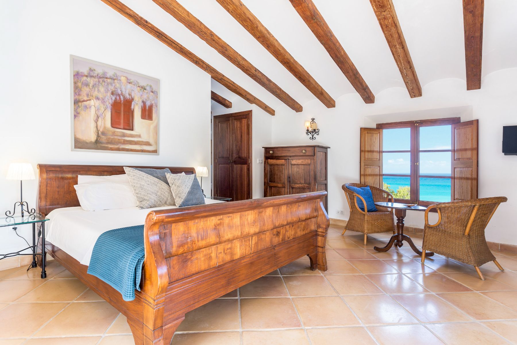 Double bedroom with sea view at Casa Serra, Mallorca