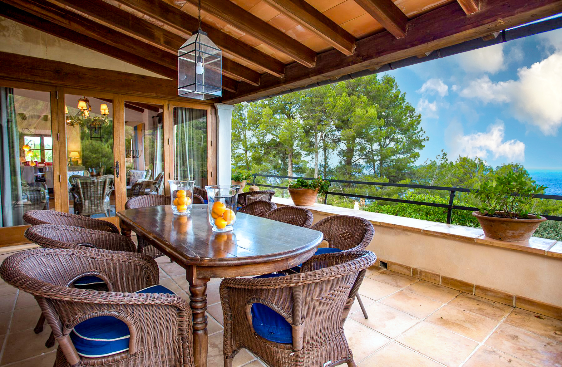 Terrace with dining table at Casa Serra, Mallorca