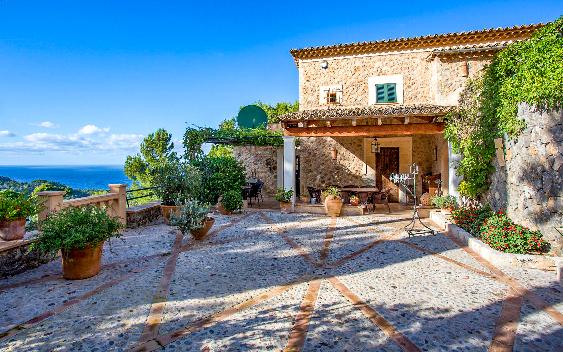 Terrace with sea view at Casa Serra, Mallorca