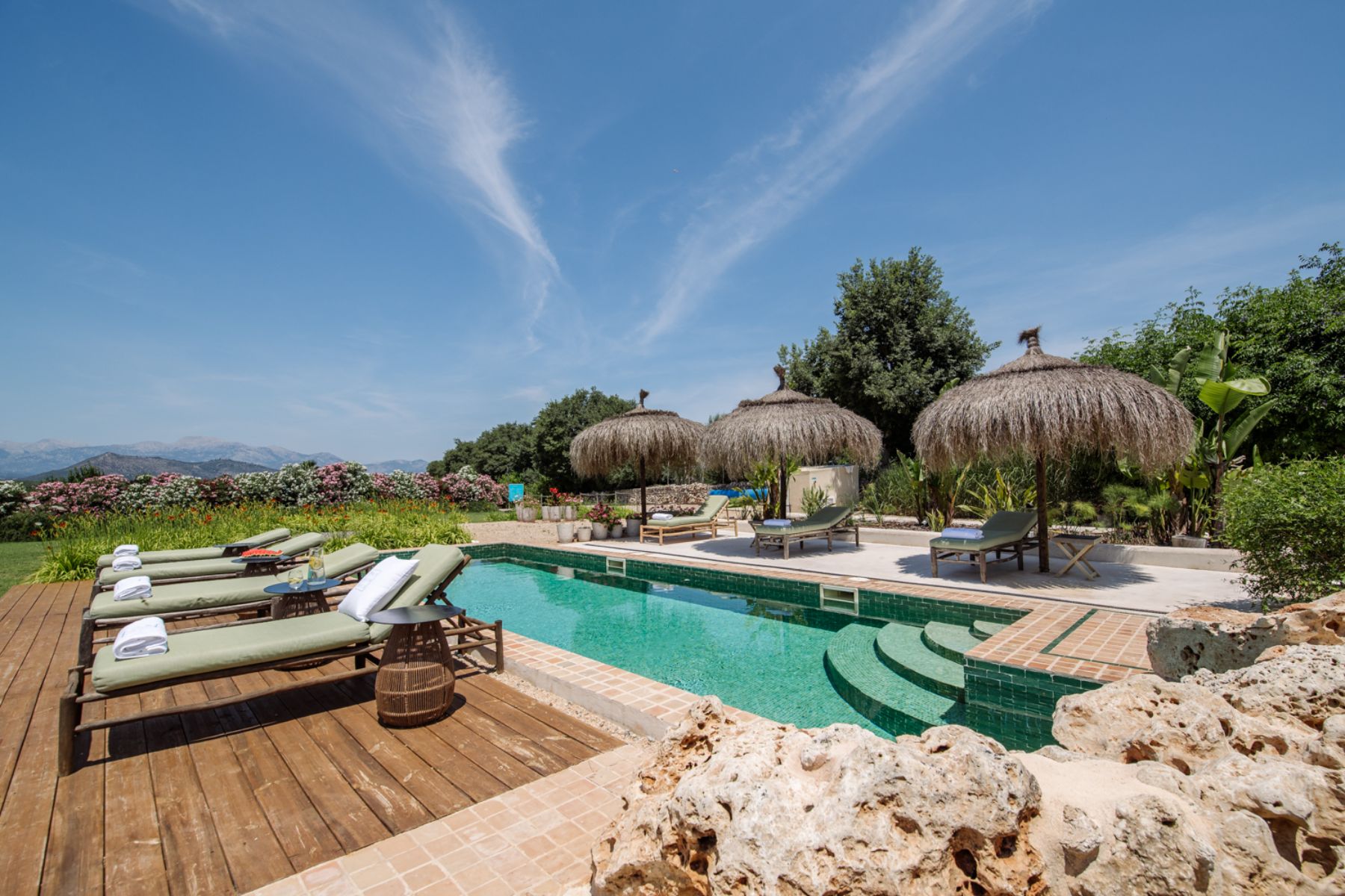 Pool and terrace at Finca Romani, Mallorca