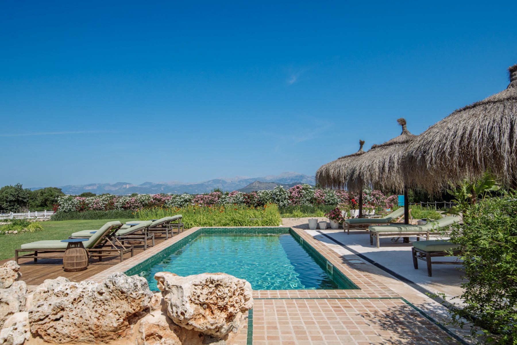 Pool and garden at Finca Romani, Mallorca