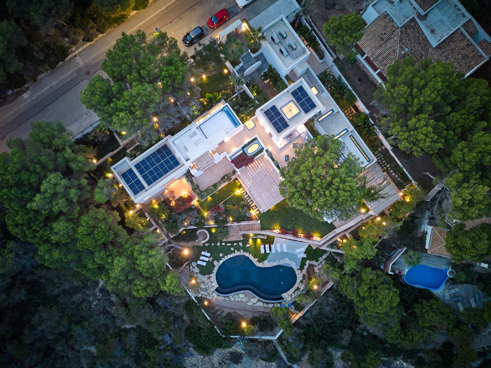 Aerial view of Sa Font, a luxury villa in northeast Mallorca