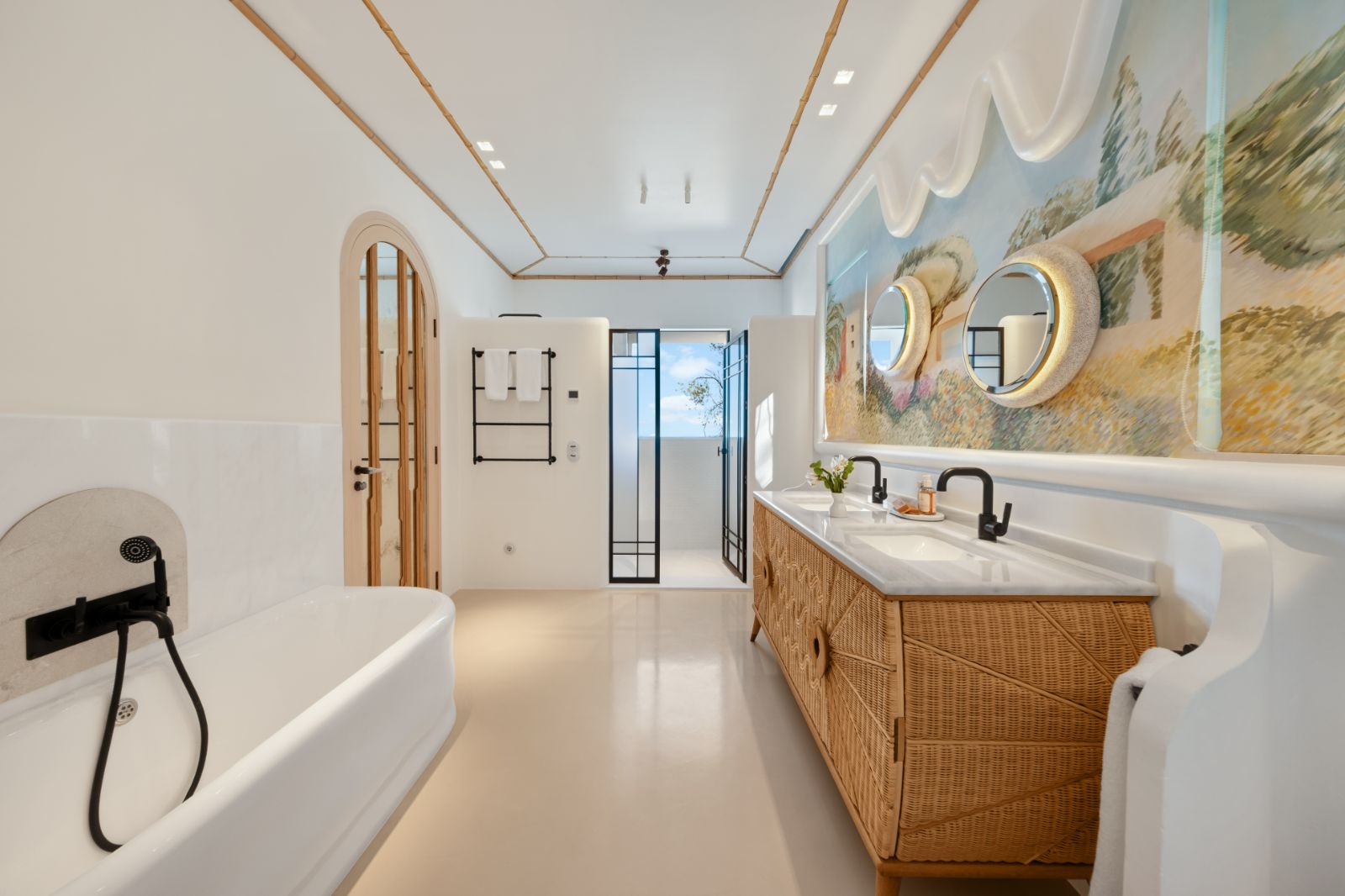 Bathroom at Sa Font with bath and terrace